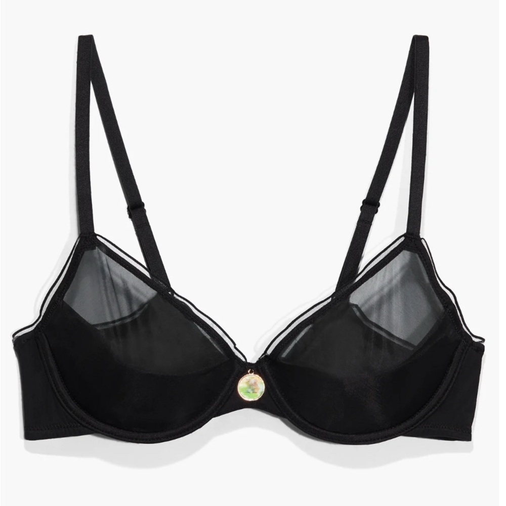 NWOT Savage X Fenty Black Plunge Bra Sheer - Size: 36C